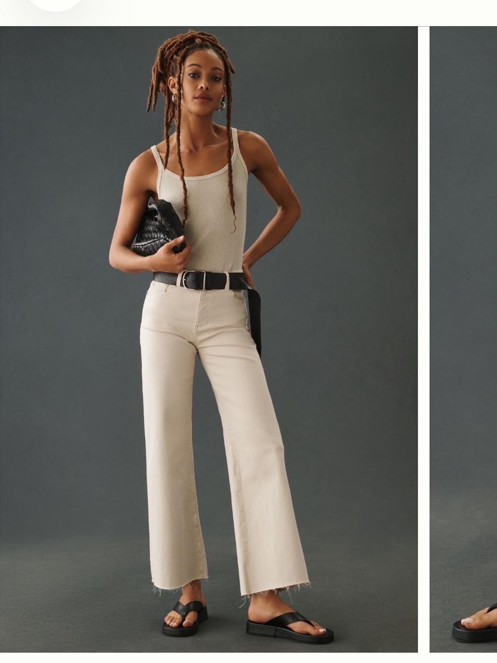 AG Saige high-rise wide-leg cream jeans
